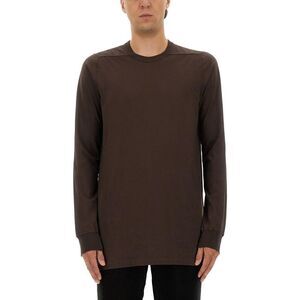 RICK OWENS Men's Long Sleeve Crew Neck T-Shirt with Panel Detail Men BROWN
